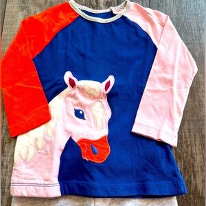 Girls size 12-mos Falls Creek kids multicolored, longsleeve, crewneck, horse top